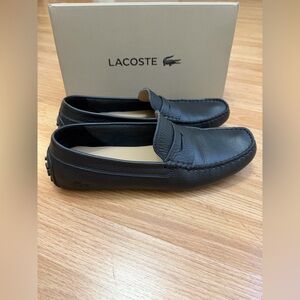 Lacoste Black Leather Penny Driving Loafers